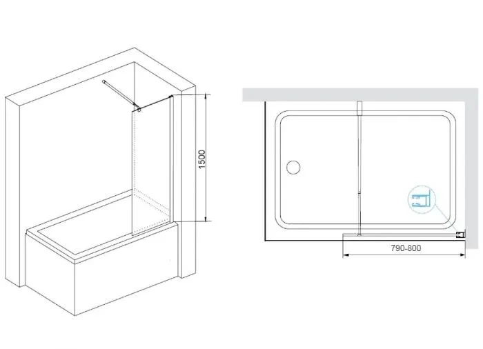 Шторка на ванну RGW Screens SC-051B 70х150 профиль черный стекло прозрачное 351105107-14 - 4