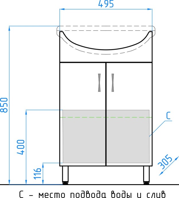 Тумба для комплекта Style Line Эко Стандарт №9 55 белая ЛС-00000339 - 3