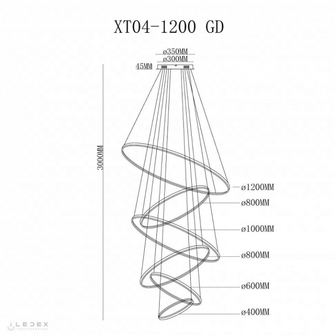 Подвесной светильник iLedex Axis XT04-D1200 GD - 2