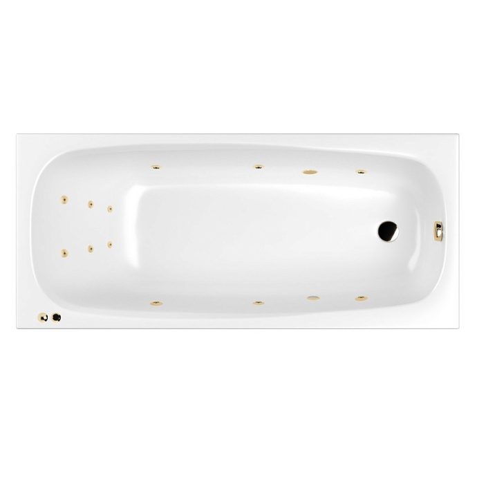 Акриловая ванна Whitecross Layla 180х80 белая золото с гидромассажем 0102.180080.100.LINE.GL - 0