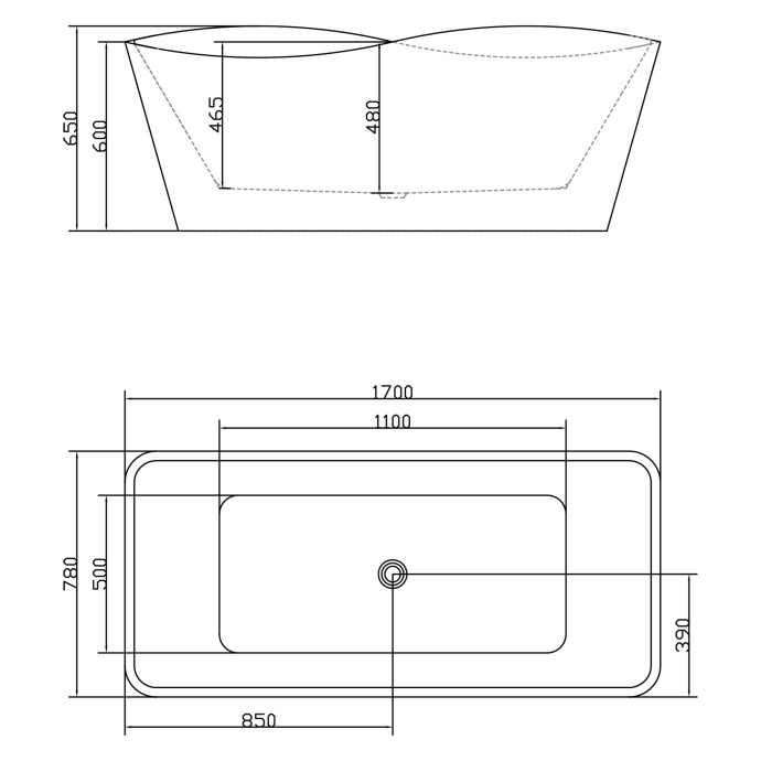 Swedbe Vita ванна отдельностоящая акриловая (1700 мм) 8809 - 1