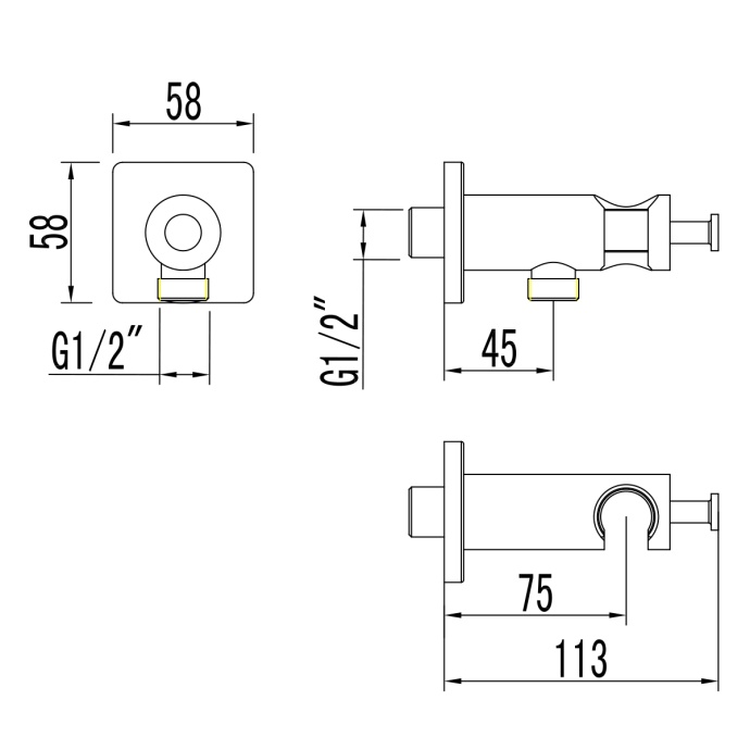 Подключение для душевого шланга с креплением для лейки Lemark LM7885C для LM7820C, хром - 1