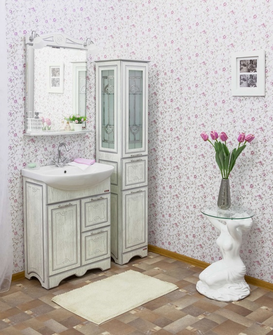 Мебель для ванной Sanflor Адель 65 белая, патина серебро - 2