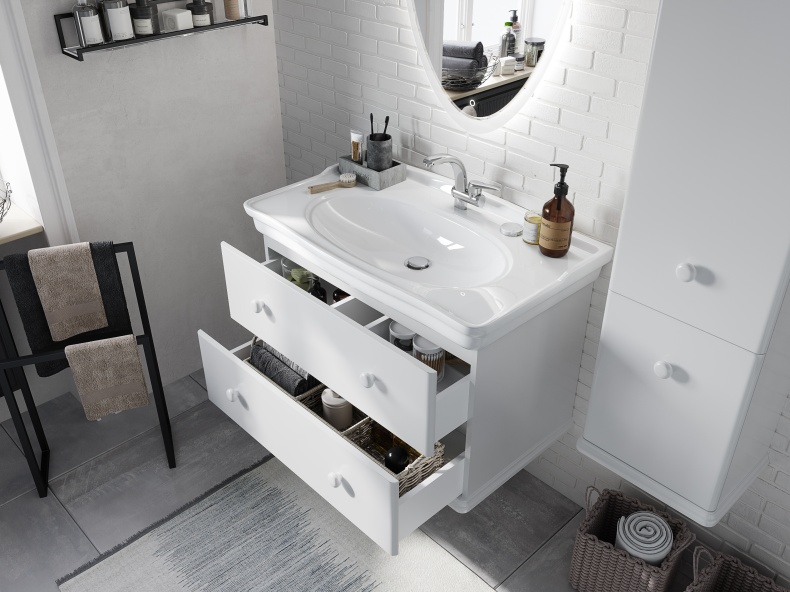 Мебель для ванной STWORKI Вестерос 85 белая, в стиле прованс (гарнитур, комплект) 415157 - 6