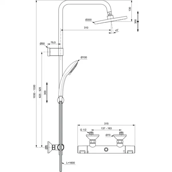 Душевая стойка Ideal Standard Creatherm с термостатом хром A7701AA - 6