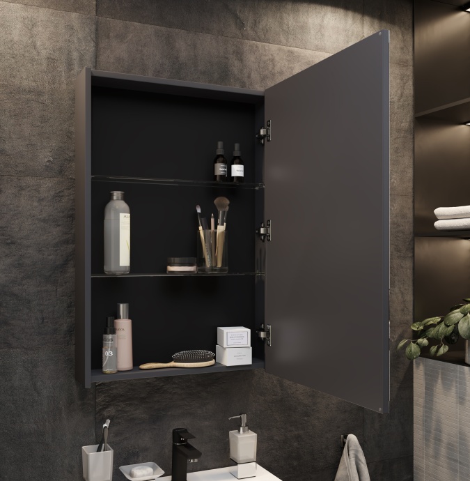 Зеркало-шкаф STWORKI Кронборг 55 см , навесной , в стиле лофт , черная , левый , прямоугольный 1A261802KB820 - 2