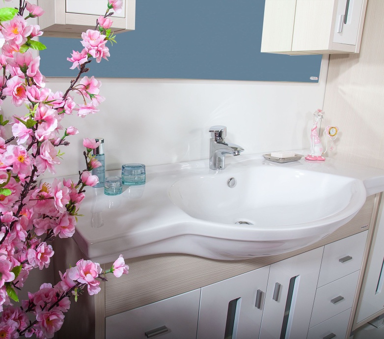 Мебель для ванной Бриклаер Бали 120 светлая лиственница, белый глянец - 2