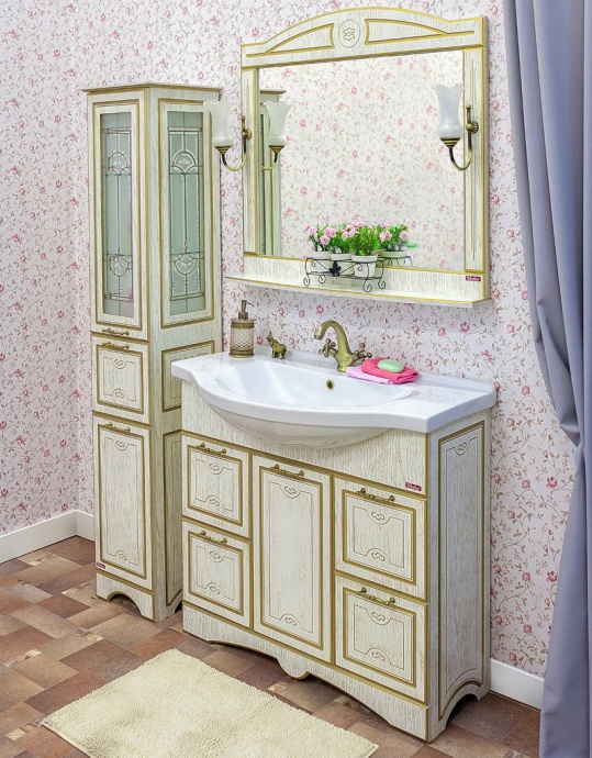 Мебель для ванной Sanflor Адель 100 белая, патина золото - 3