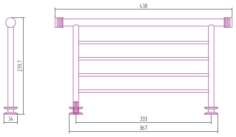 Полка прямая ПОЛКА прямая 4П (L - 370 мм) н/ж для ДР 
