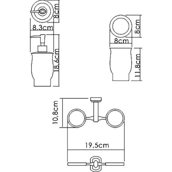 Стакан для зубных щеток и дозатор Wasserkraft хром - белый K-24189 - 2