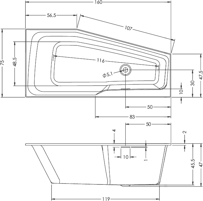 Акриловая ванна Riho Rething Space 160x75 L B112001005 - 2