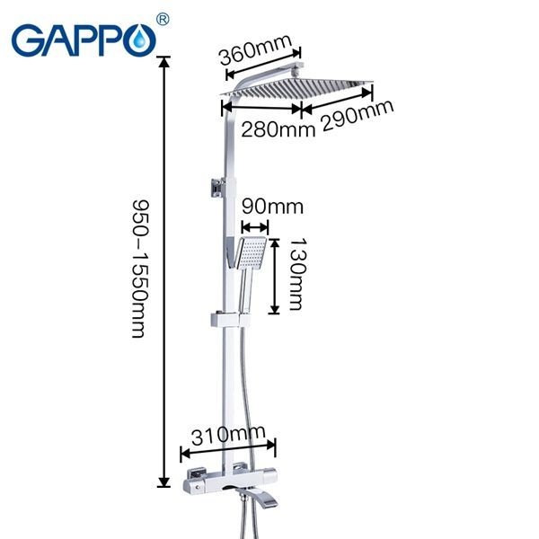 Душевая стойка с термостатом Gappo G2407-40 - 6