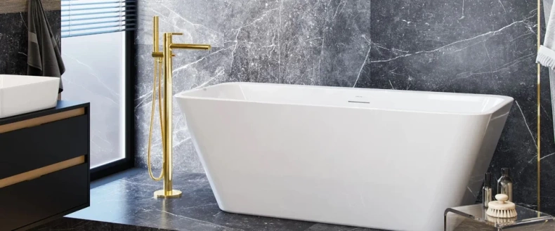 Смеситель напольный для ванны с душем Excellent Pi золото AREX.1255GL - 3