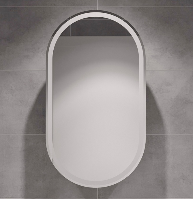 Зеркало-шкаф STWORKI Мальмё МВК074 45, с подсветкой, белый, прямоугольный, навесной, овальный, в стиле лофт - 3
