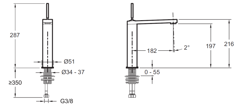 E73053-ND-CP COMPOSED смеситель для раковины высокий (перо) без донного клапана - 1
