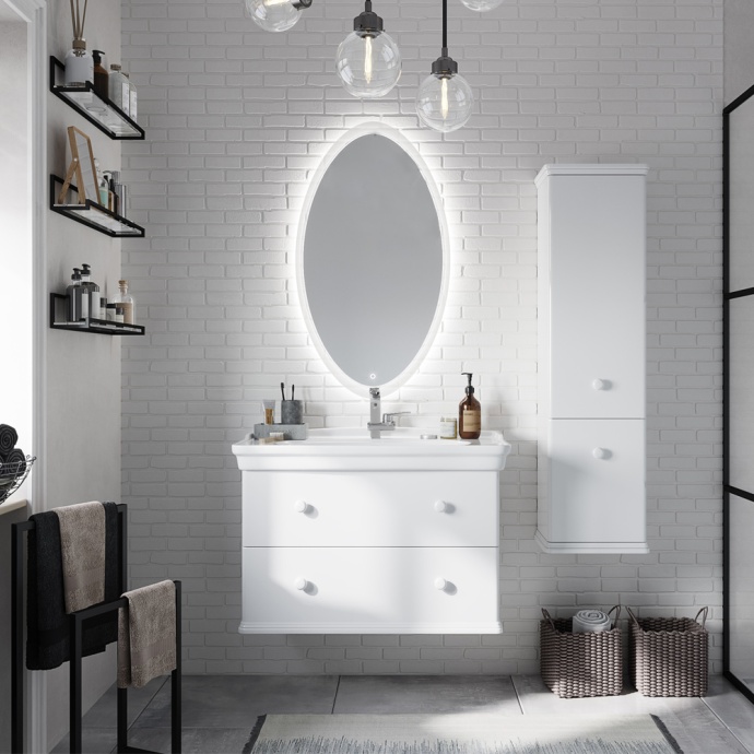 Мебель для ванной STWORKI Вестерос 85 белая, в стиле прованс (гарнитур, комплект) 415157 - 0