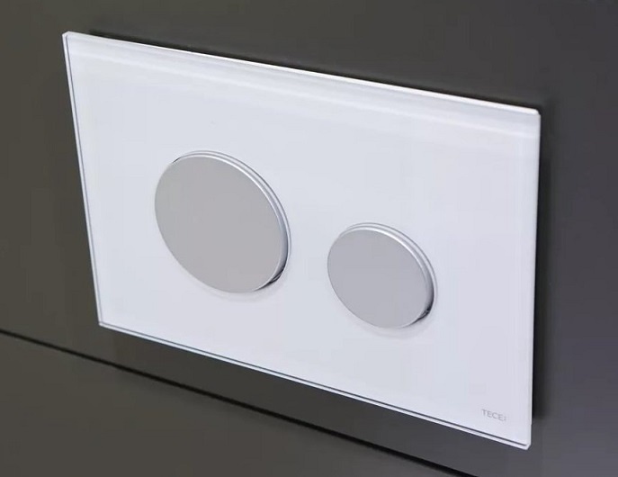 Кнопка смыва TECE Loop 9240659 белое стекло, кнопка матовый хром - 1
