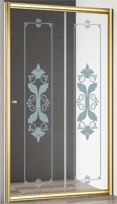 Душевая дверь в нишу Cezares Giubileo-BF-1 стекло с узором, золото GIUBILEO-BF-1-120-CP-G - 1