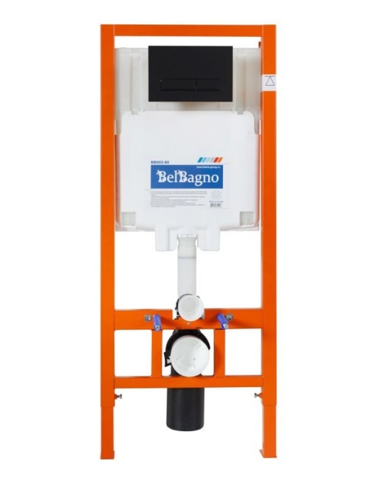 Система инсталляции BelBagno 80 с кнопкой смыва черный матовый BB002-80/BB012-MR-NERO.M - 1