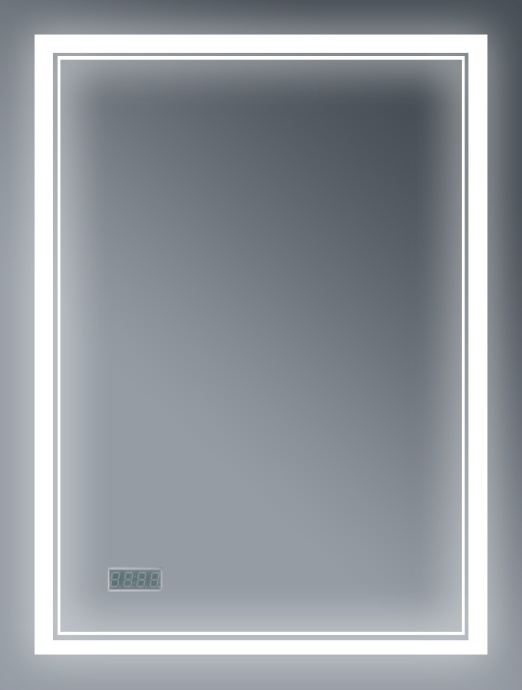 Зеркало Бриклаер Эстель-2 60 с подсветкой, с часами, сенсор на корпусе 4627125414282 - 0