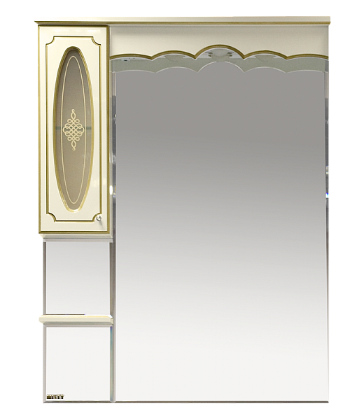 Зеркало-шкаф Misty Монако 90 L бежевый-золото с подсветкой Л-Мнк02090-033Л - 0