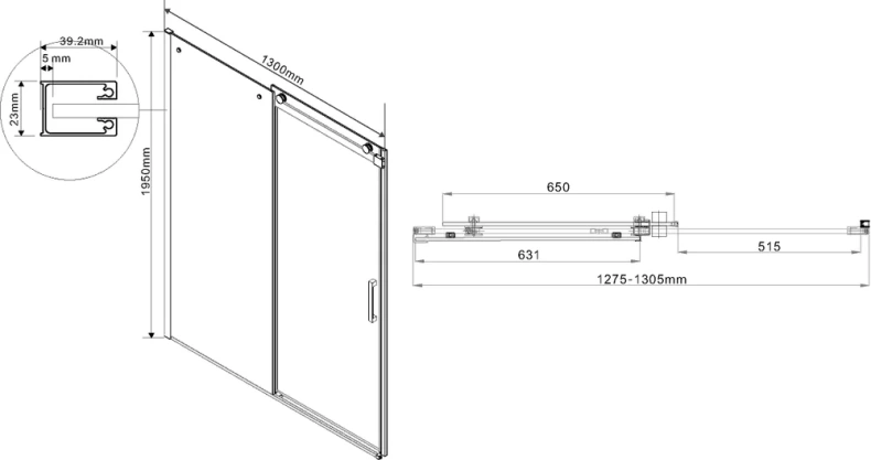 Душевая дверь Vincea Como 130 черная стекло прозрачное VDS-1C130CLB - 1