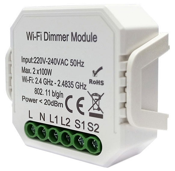 Wi-Fi реле-диммер двухканальное Denkirs 2x100Вт RL1004-DM - 0