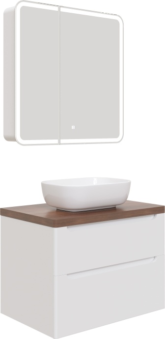 Мебель для ванной STWORKI Берген 80 белая с темной столешницей, раковина Moduo 50 Square 549488 - 5