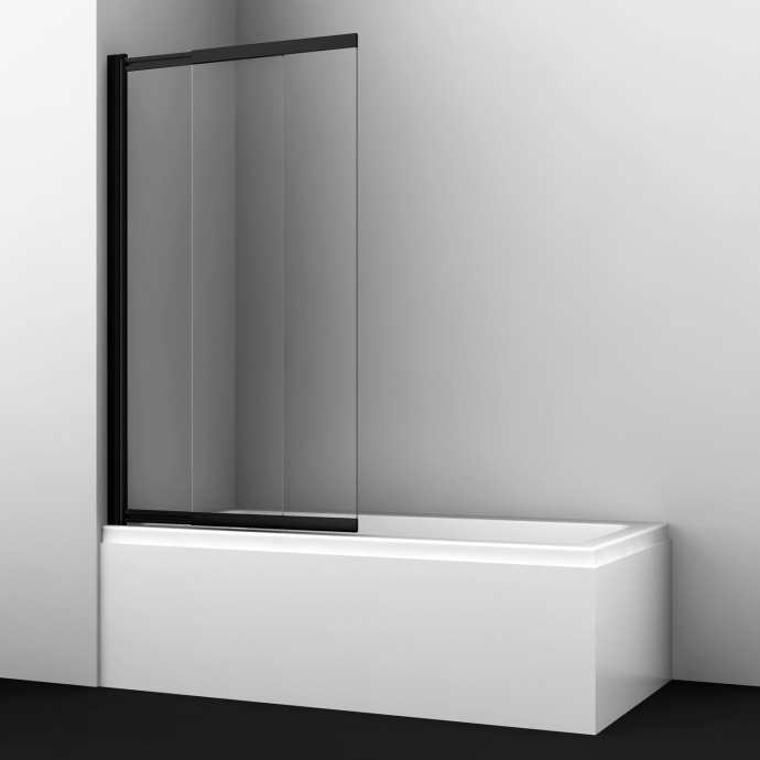 Шторка на ванну Wasserkraft Main 100х140 профиль черный стекло прозрачное 61S02-100WS Fixed - 0