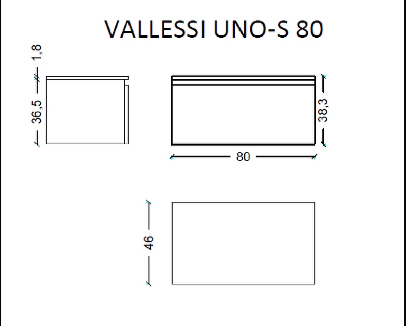 Тумба Armadi Art Flat Valessi Uno-S 80 подвесная черный глянец 897-080-A glossy - 7