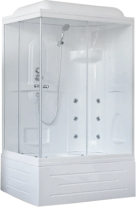 Душевая кабина Royal Bath BP 100х80 R с гидромассажем профиль белый стекло прозрачное RB8100BP2-T-R - 0