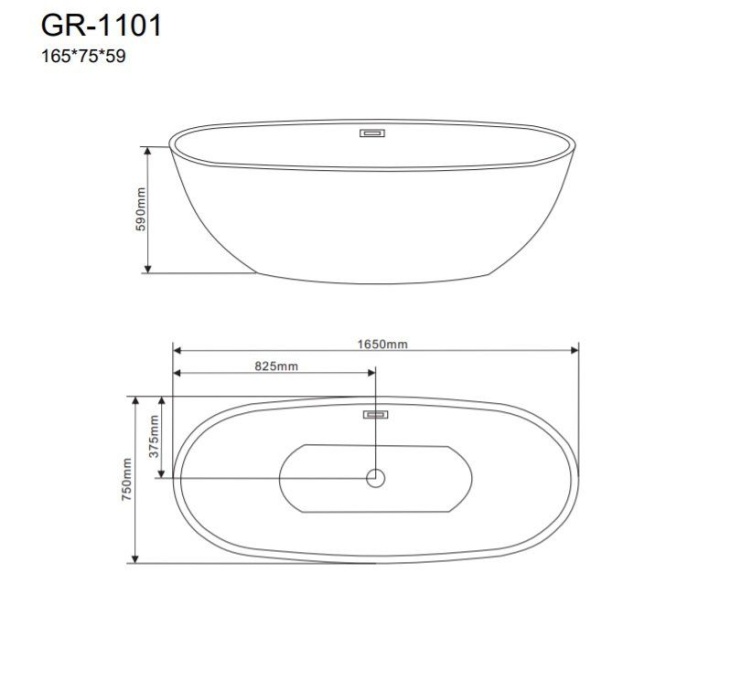 Ванна отдельностоящая GR-1101 (165x75x59) GROSSMAN - 2