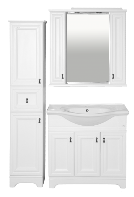 Лувр - 85 Зеркало с 2-мя шкафчиками, белый П-Лвр03085-0112Я - 2