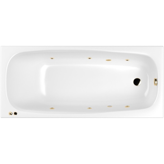 Ванна акриловая WHITECROSS Layla Slim Soft 180x80 с гидромассажем белый - золото 0122.180080.100.SOFT.GL - 0