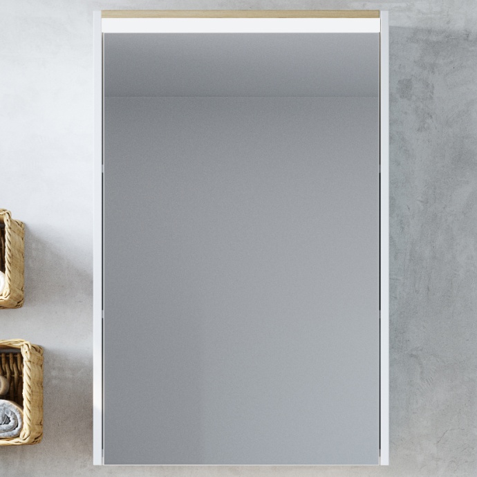 Зеркало-шкаф STWORKI Дублин 60 с подсветкой, навесное, белое, прямоугольное 1A226902DN010 - 0