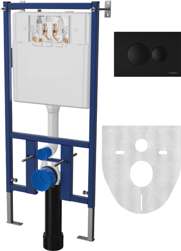 Комплект  Унитаз подвесной DIWO Анапа безободковый + Система инсталляции для унитазов DIWO 4501 с кнопкой смыва 7313 черный матовый 580584 - 2