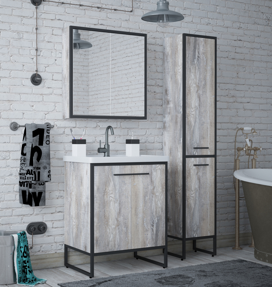 Мебель для ванной Corozo Айрон 70 черный, антик - 0