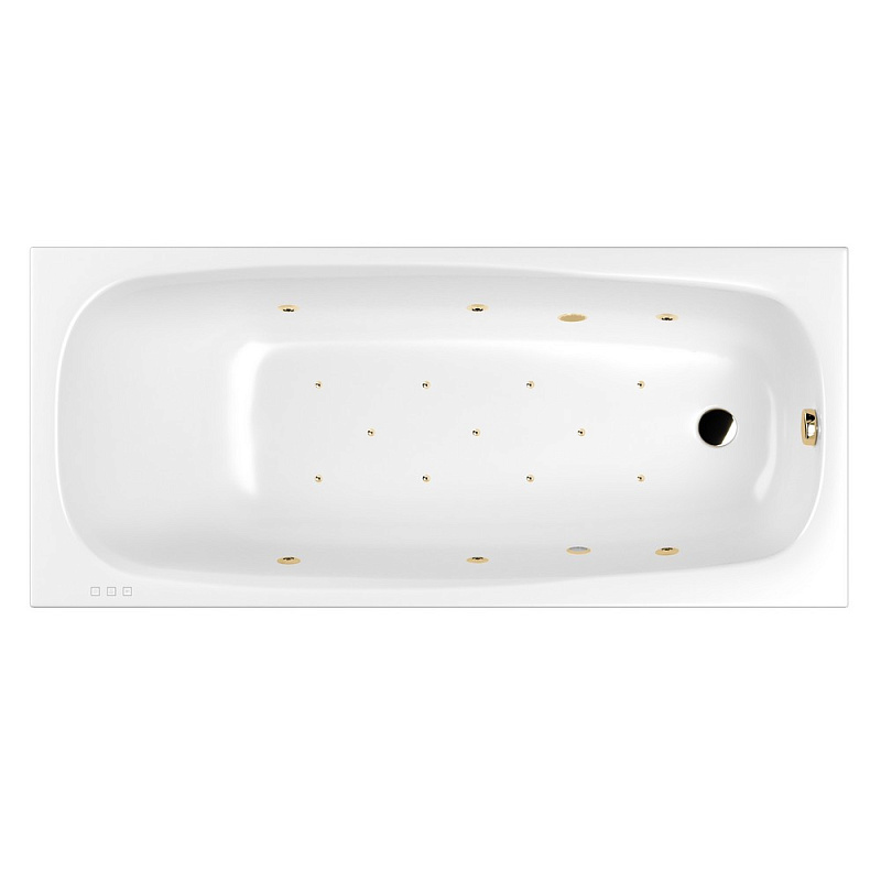 Акриловая ванна Whitecross Layla 170х75 белая золото с гидромассажем 0102.170075.100.RELAX.GL - 0