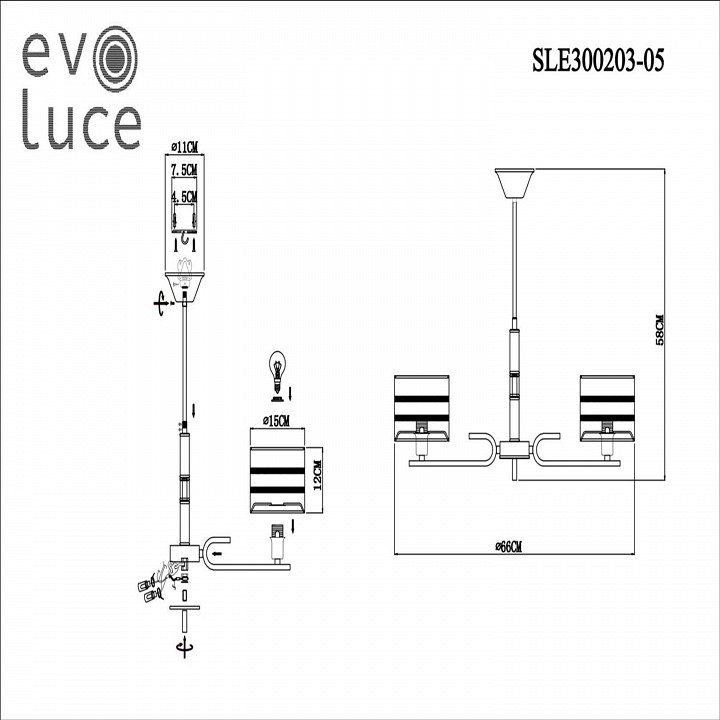 Люстра на штанге EVOLUCE Almese SLE300203-05 - 3