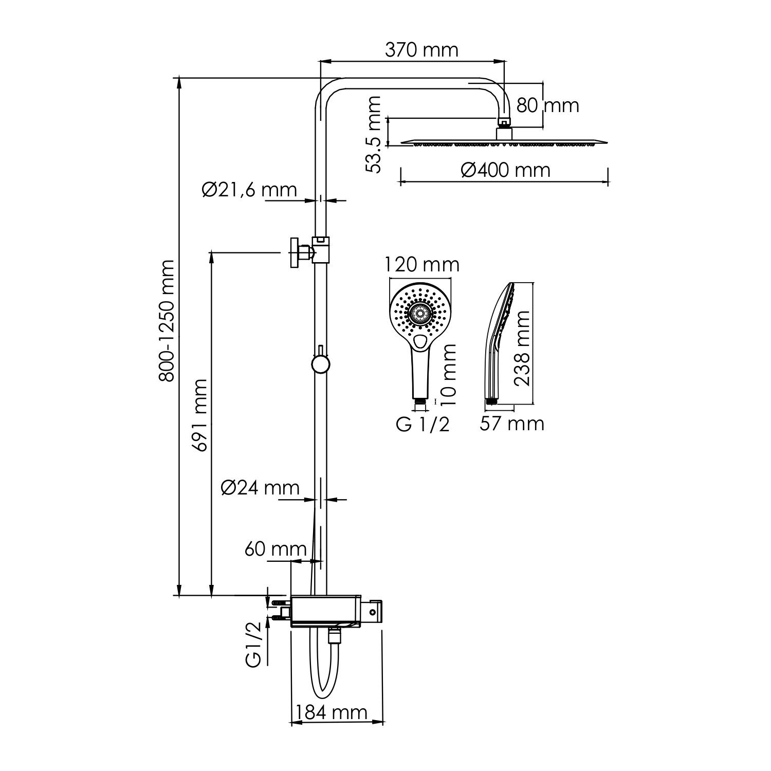 Душевая система WasserKraft 40 с термостатом хром A113.117.101.CH Thermo - 2
