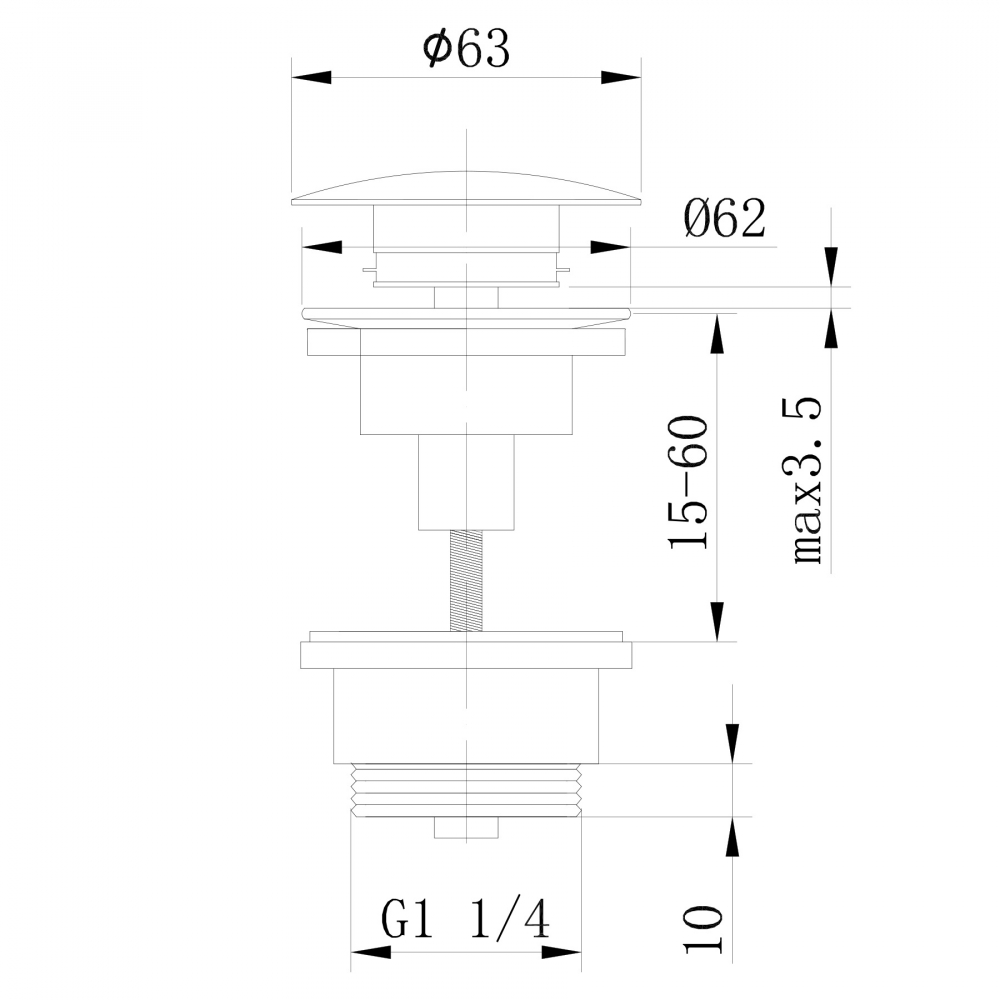 Донный клапан Abber белый матовый AF0011W - 1