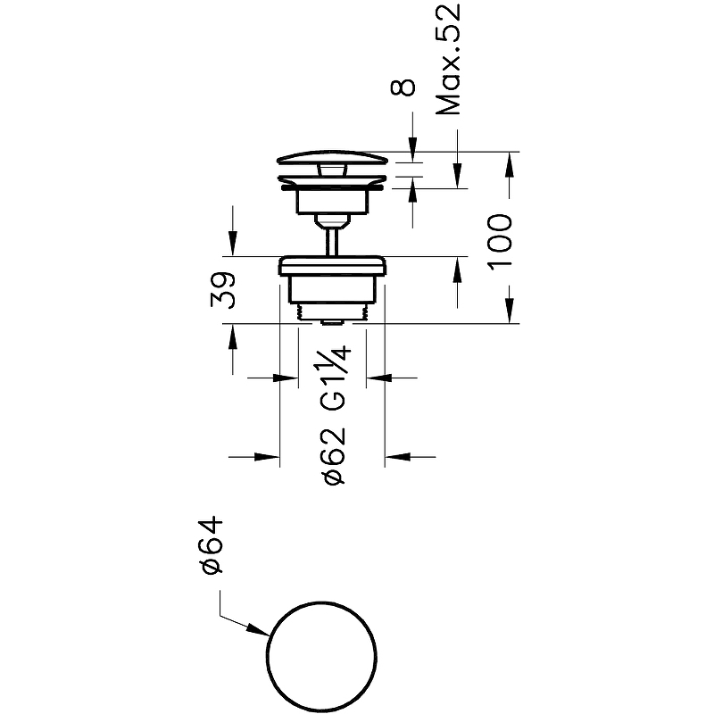 Донный клапан для раковин Vitra Sifon хром A45148 - 1