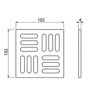 Дизайновая решетка 102×102×5 латунь – хром, MPV001 - 1