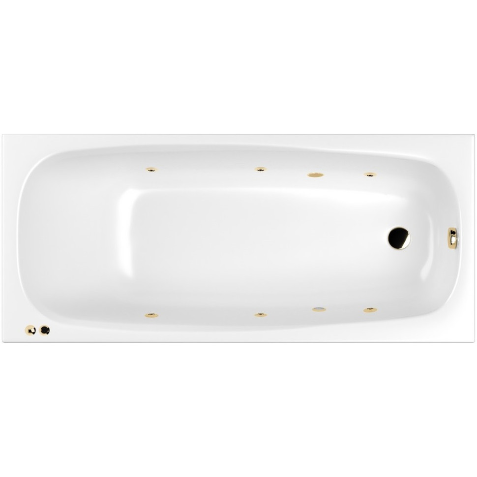 Ванна акриловая WHITECROSS Layla Slim Soft 170x75 с гидромассажем белый - золото 0122.170075.100.SOFT.GL - 0