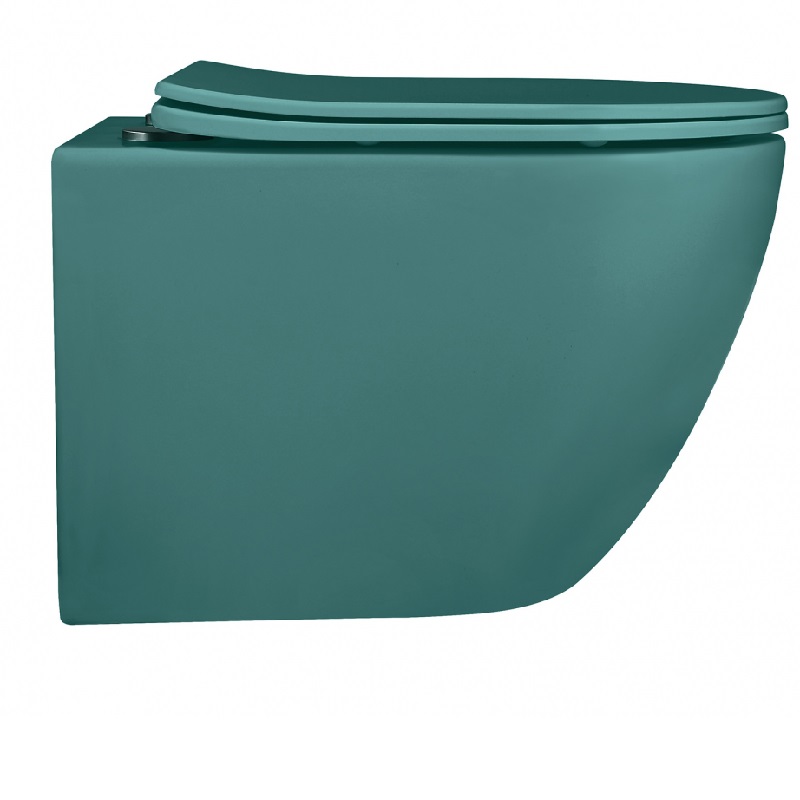 Унитаз подвесной Abber Bequem безободковый с сиденьем микролифт темно - зеленый матовый AC1101MBG - 1