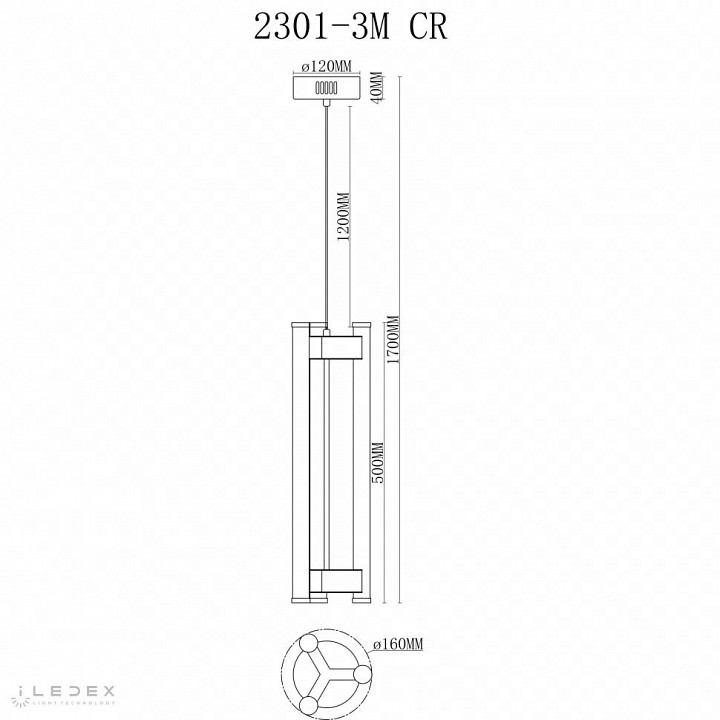Подвесной светильник iLedex Rocks 2301-3M CR - 2