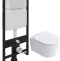Комплект Унитаз подвесной STWORKI Ноттвиль SETK3104-2616 безободковый, с микролифтом + Система инсталляции для унитазов EWRIKA ProLT 0026-2020 с белой кнопкой смыва 0042 560104 - 0