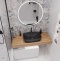 Мебель для ванной STWORKI Ольборг 120 столешница дуб французский, без отверстий, с тумбой 80, с раковиной Vitra Shift черной 542606 - 3