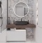 Мебель для ванной STWORKI Ольборг 120 столешница дуб карпентер, без отверстий, с тумбой 80, с раковиной Vitra Shift черной 542637 - 0