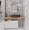 Мебель для ванной STWORKI Ольборг 120 столешница дуб французский, без отверстий, с тумбой 80, с раковиной Vitra Shift черной 542606 - 0